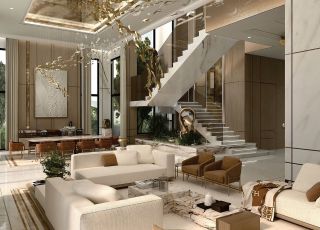 Luxury villa design in Abu Dhabi ✨ A space where marble, gold accents and timeless elegance meet. Attention to detail,...